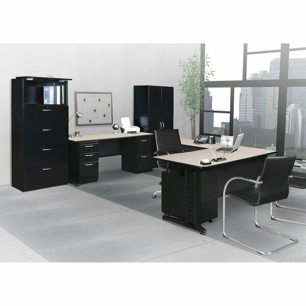 Fusion Pedestal Desk, 24 D, 66 W, 29 H, Maple, Wood|Metal MDP6624PL